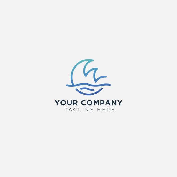 Baris Modern Logo Laut Gelombang Biru - Stok Vektor