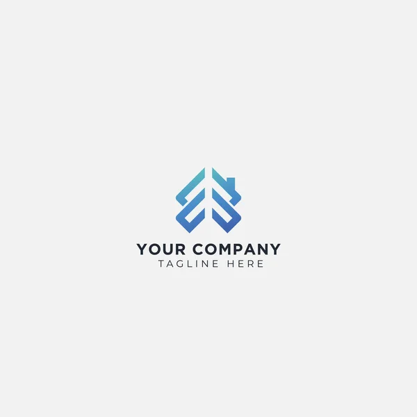Modern Creative Geometric Shaped Logo Minimal Black Blue Home Logo — Vettoriale Stock