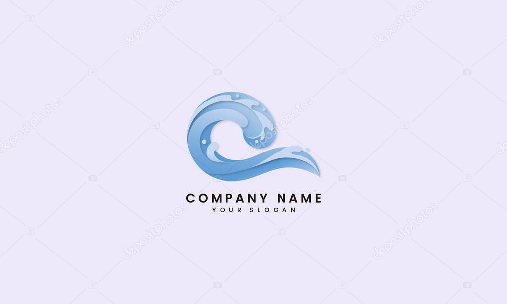 Abstract Wave Ocean logo design