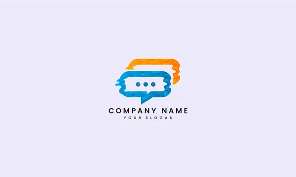 Modrá Oranžová Vlna Konference Bublina Chat Logo Abstraktní — Stockový vektor