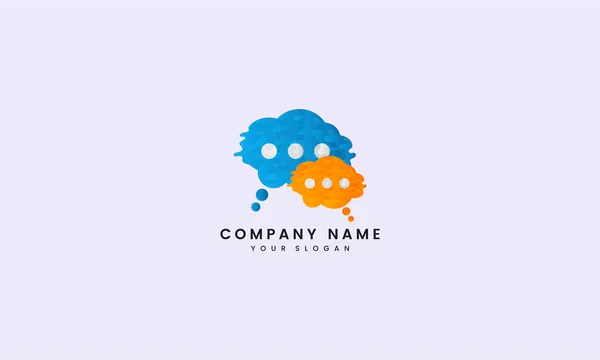 Nube Onda Azul Naranja Mensaje Logo Abstract — Vector de stock