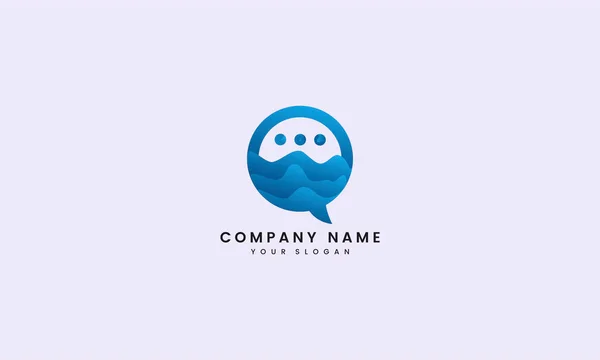 Μπλε Chat Bubble Wave Λογότυπο Αφηρημένη — Διανυσματικό Αρχείο