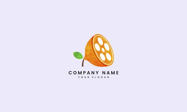 Wave Orange Slice Video Logo Modern — Vetor de Stock