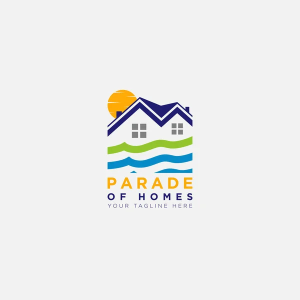 Häuser Parade Logo Einfach Natur Vektor — Stockvektor