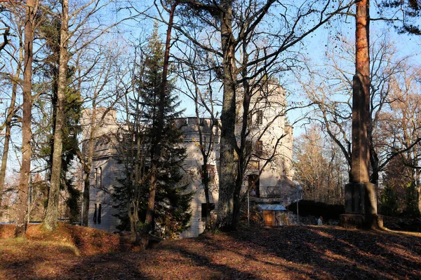 Castello Nel Parco Complesso Architettura Pietra Statue — Foto Stock