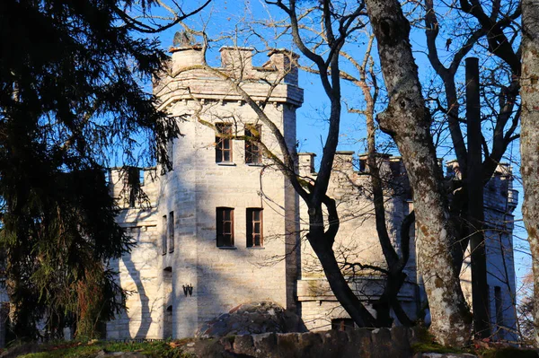Château Dans Parc Complexe Architecture Pierre Statues — Photo