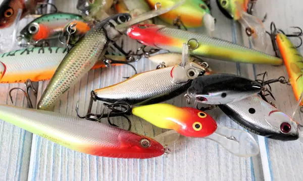 Set Fishing Lures Equipment Fishing — Foto Stock