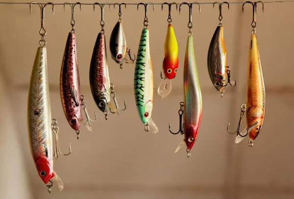 Set Fishing Lures Equipment Fishing — Stockfoto