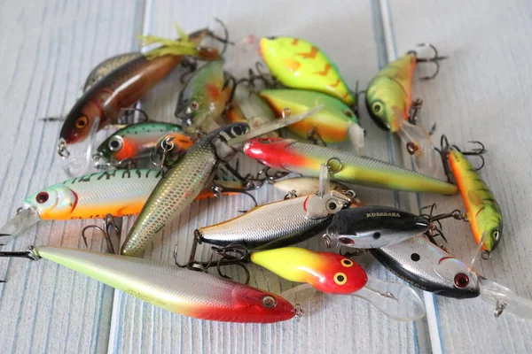 Set Fishing Lures Equipment Fishing — Stock fotografie