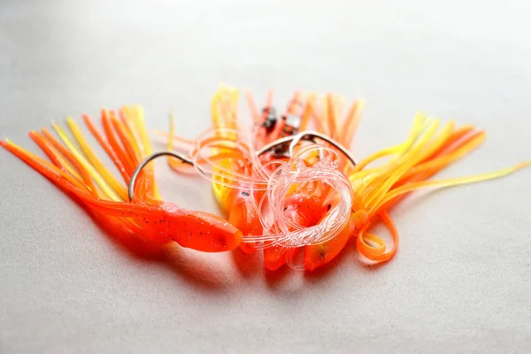 Combattere Calamari Pvc Con Grande Gancio Pesca Mare — Foto Stock