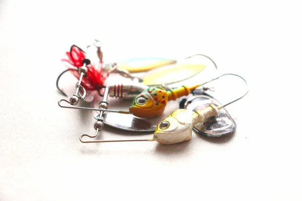 Set Fishing Lures Triple Hook Spinner Baits Bass Royalty Free Stock Images