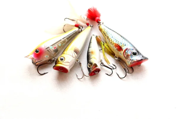 Set Fishing Lures Triple Hook Poppers Stock Picture