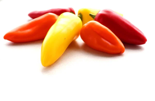 Peppers Different Colors Table Still Life — Stock Photo, Image