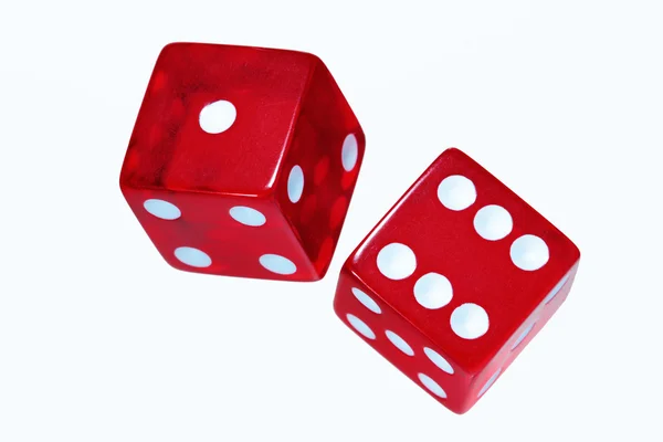 Red Dice Isolated On White — Stock Photo, Image