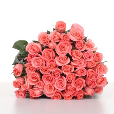 Beyaz arkaplanda pembe güller