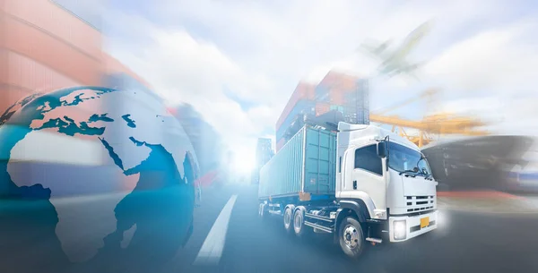 Import Export Bakgrund Och Transport Logistikbranschen Container Frakt Lastfartyg — Stockfoto