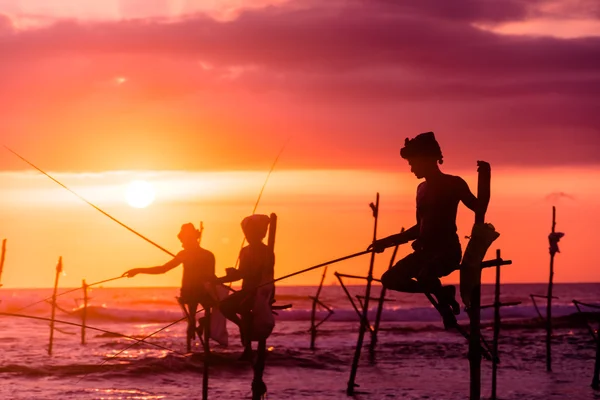 Fishermen fishing in unique style — Stock Photo, Image