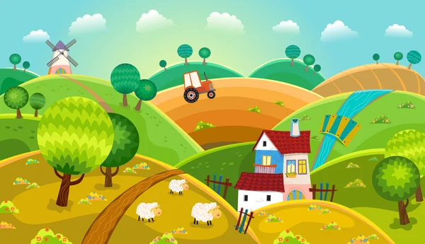 Paisaje rural — Vector de stock