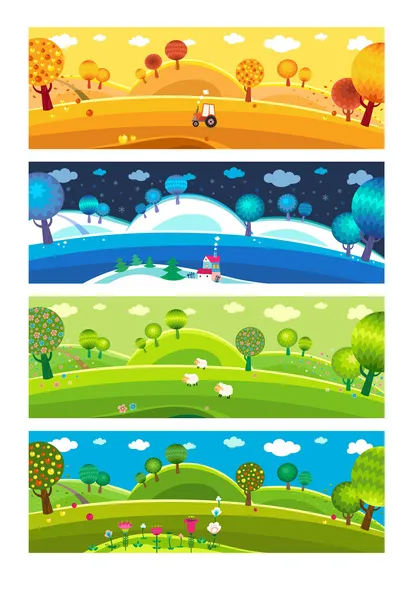 Four seasons. Vector. — Stock Vector