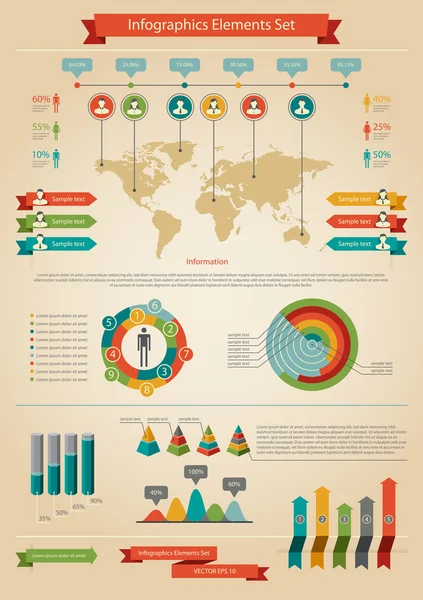 Infographic-element. statistiek van bevolking. — Stockvector