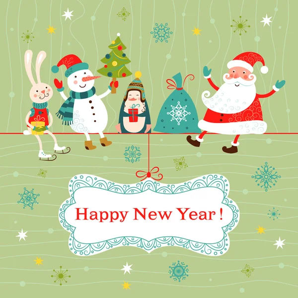 Christmas and New Year card. — Stock Vector