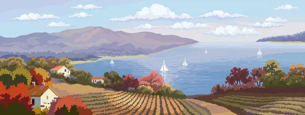 kırsal manzara ve deniz Panoraması.