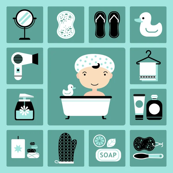 Bathroom icons — Stock Vector