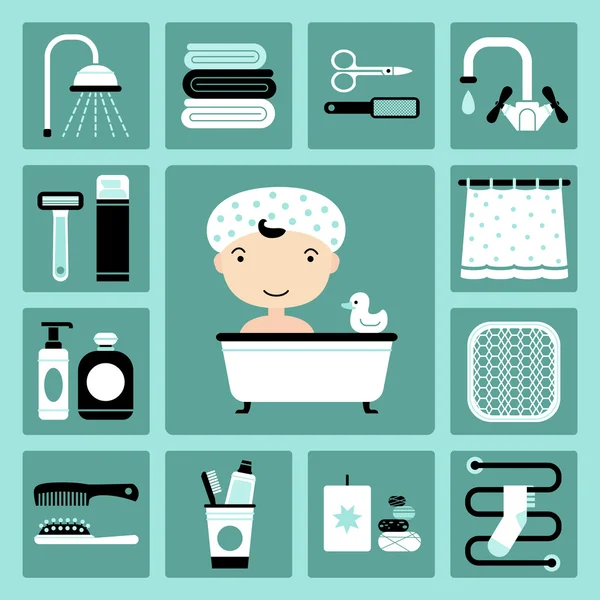 Iconos de baño — Vector de stock