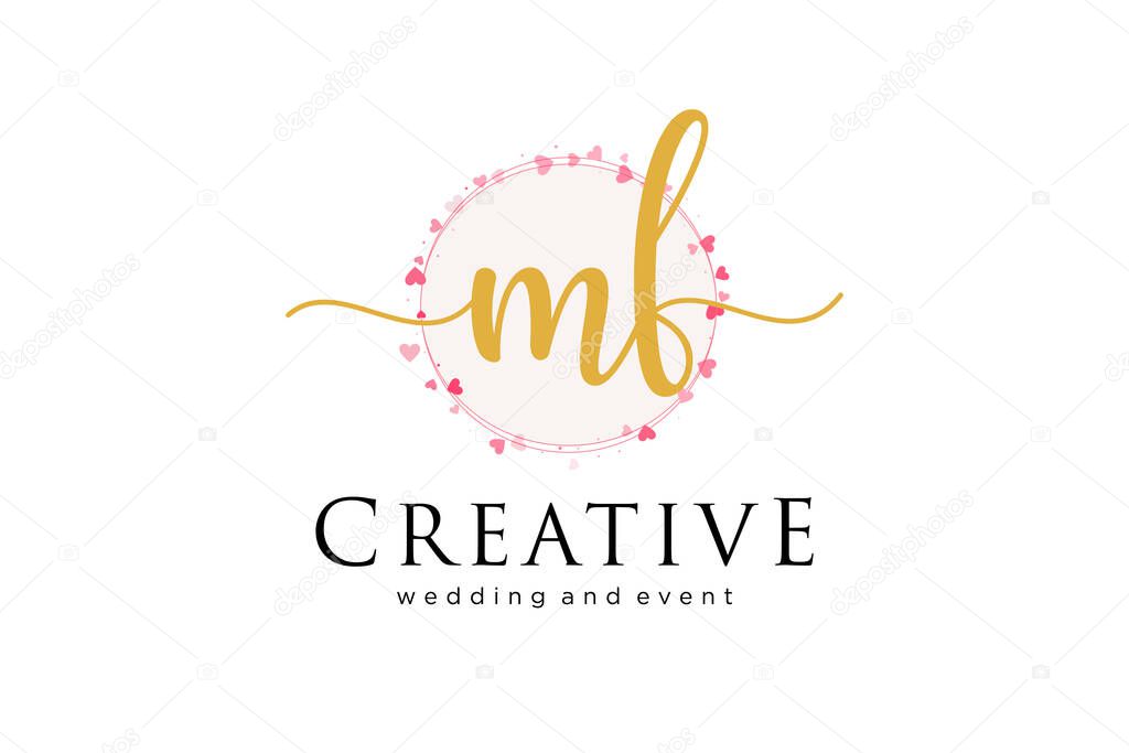 MF feminine logo. Usable for Logo for fashion,photography, wedding, beauty, business. Flat Vector Logo Design Template Element.