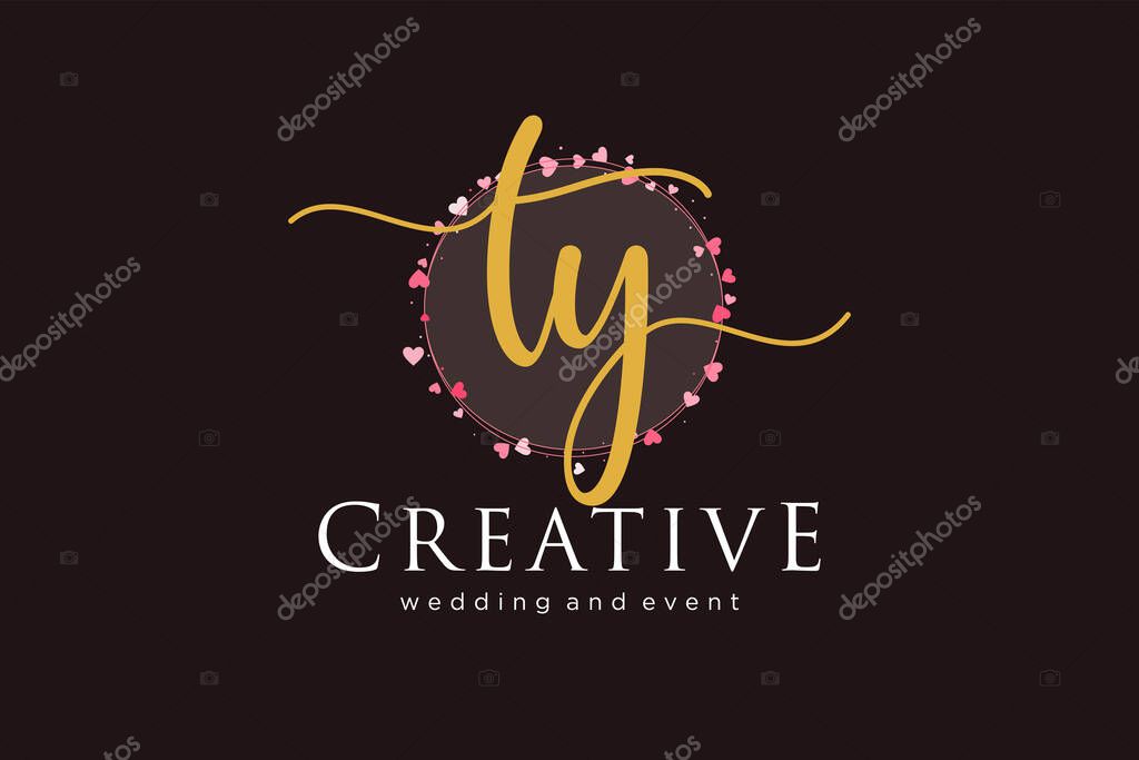 TY feminine logo. Usable for Logo for fashion,photography, wedding, beauty, business. Flat Vector Logo Design Template Element.