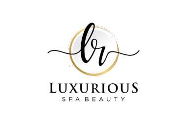 Initial LR feminine logo. Usable for Logo for fashion,photography, wedding, beauty, business. Flat Vector Logo Design Template .