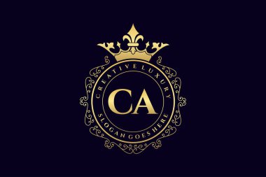 CA İlk Mektup Lüks Kaligrafi Feminen Çiçekli El Heraldik monogram antika lüks logo tasarımı Premium