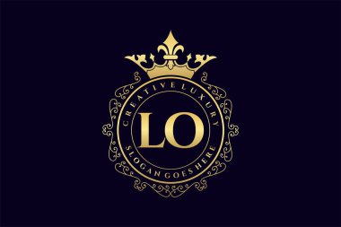LO İlk Mektup Lüks Kaligrafi Feminen Çiçekli El Heraldik monogram antika lüks logo tasarımı Premium
