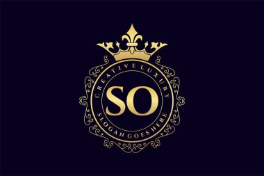 So İlk Mektup Lüks Kaligrafi Feminen Çiçekli El Heraldik monogram antika lüks logo tasarımı Premium