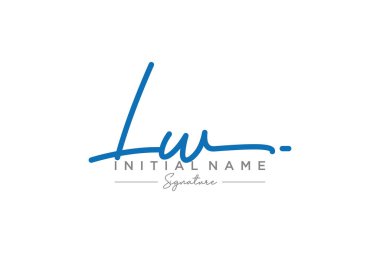 LW imza logo şablonu vektörü. El çizimi Harfler Vektör illüstrasyonuName.