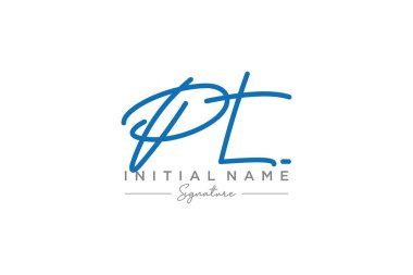 PT imzalı logo şablonu vektörü. El çizimi Harfler Vektör illüstrasyonuName.