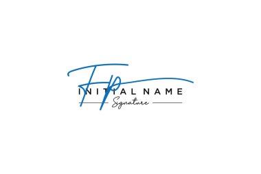 FP imza logo şablonu vektörü. El çizimi Harfler Vektör illüstrasyonuName.