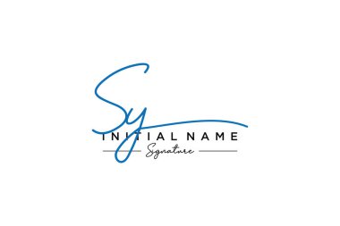 SY imza logo şablonu vektörü. El çizimi Harfler Vektör illüstrasyonuName.