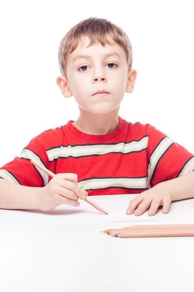 Jongen aan tafel — Stockfoto