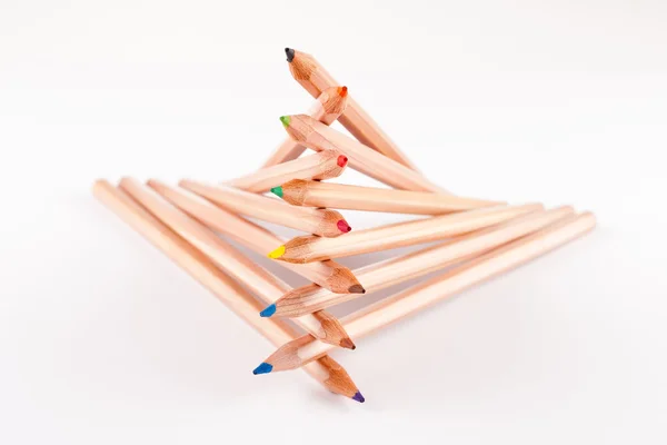 Skládaný barevný tužky — Stock fotografie