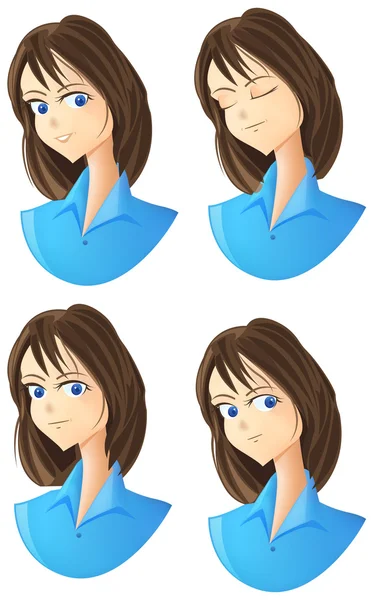 Illustration of a woman's face - the emotions — Stock Vector