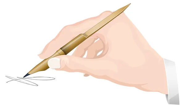 Escribir con pluma de caña de bambú - Ilustración — Vector de stock