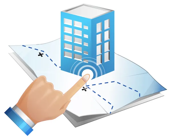 Locate Commercial Property - Illustration — Stock Vector