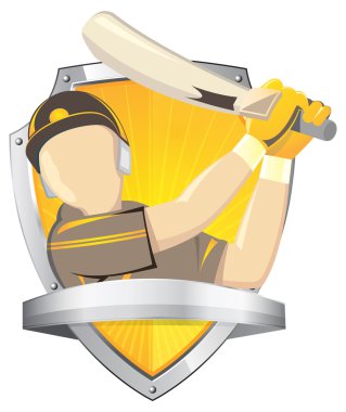 beyzbol oyuncusu meyilli hitter kümesi içinde crest kalkan vuruş sopası tutuyor
