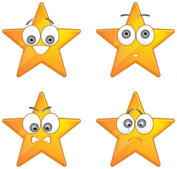 Yellow stars with happy emotions — Stock Vector