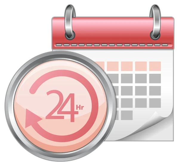 Kalender mit 24-Stunden-Service — Stockvektor