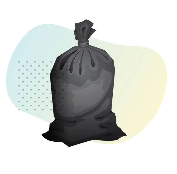 Black Wastt Bin Plastic Bag Filled Eps File 아이콘 — 스톡 벡터