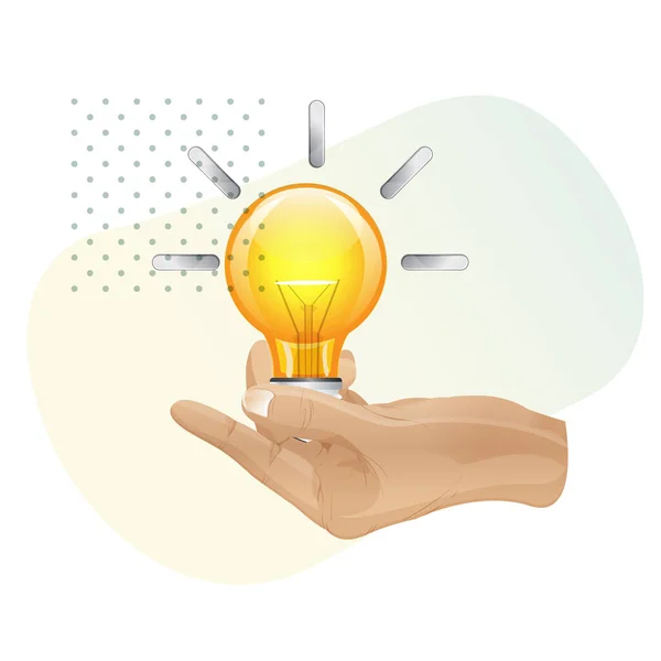 Human Hand Holding Lightbab Creative Idea Icon Eps File — Stockový vektor