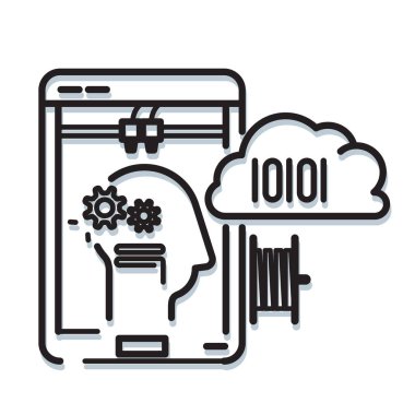 Gelişmekte olan Teknoloji - 3D Yazdırma - Iconas EPS 10 Dosyası