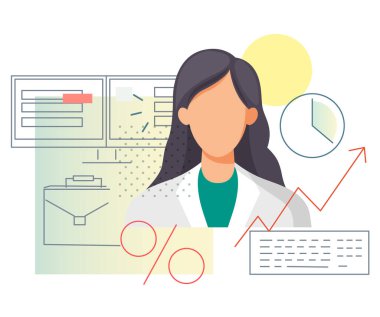 İş Analisti - Kadın Çalışan Katkısı - EPS 10 Dosyası Olarak Stok İllüstrasyonu